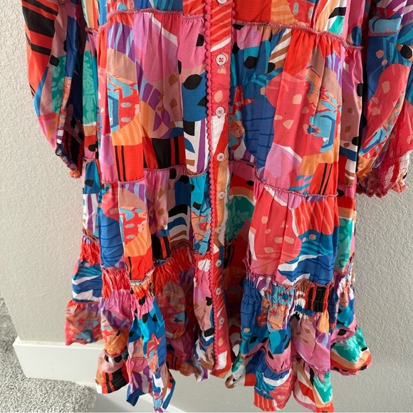 Tolani nwt tiered color block button up dress - Picture 3 of 9